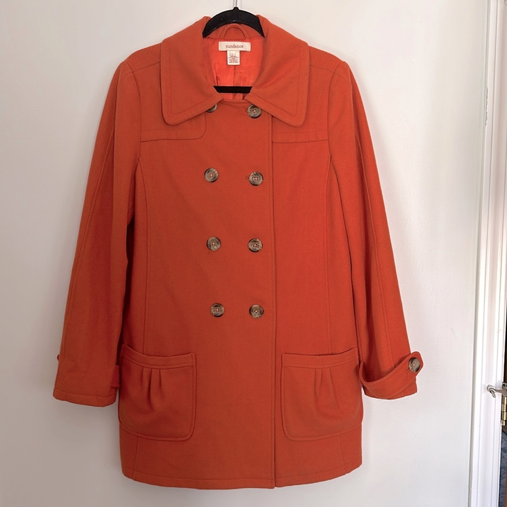 Sundance Orange Wool Blend Peacoat - Size‎ L
